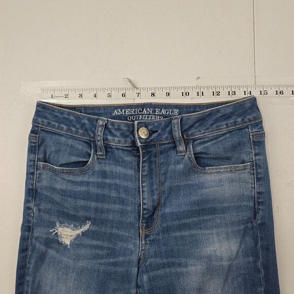 American‎ Eagle high rise jegging super stretch blue 8 reg womens jeans 5530 - Picture 4 of 11
